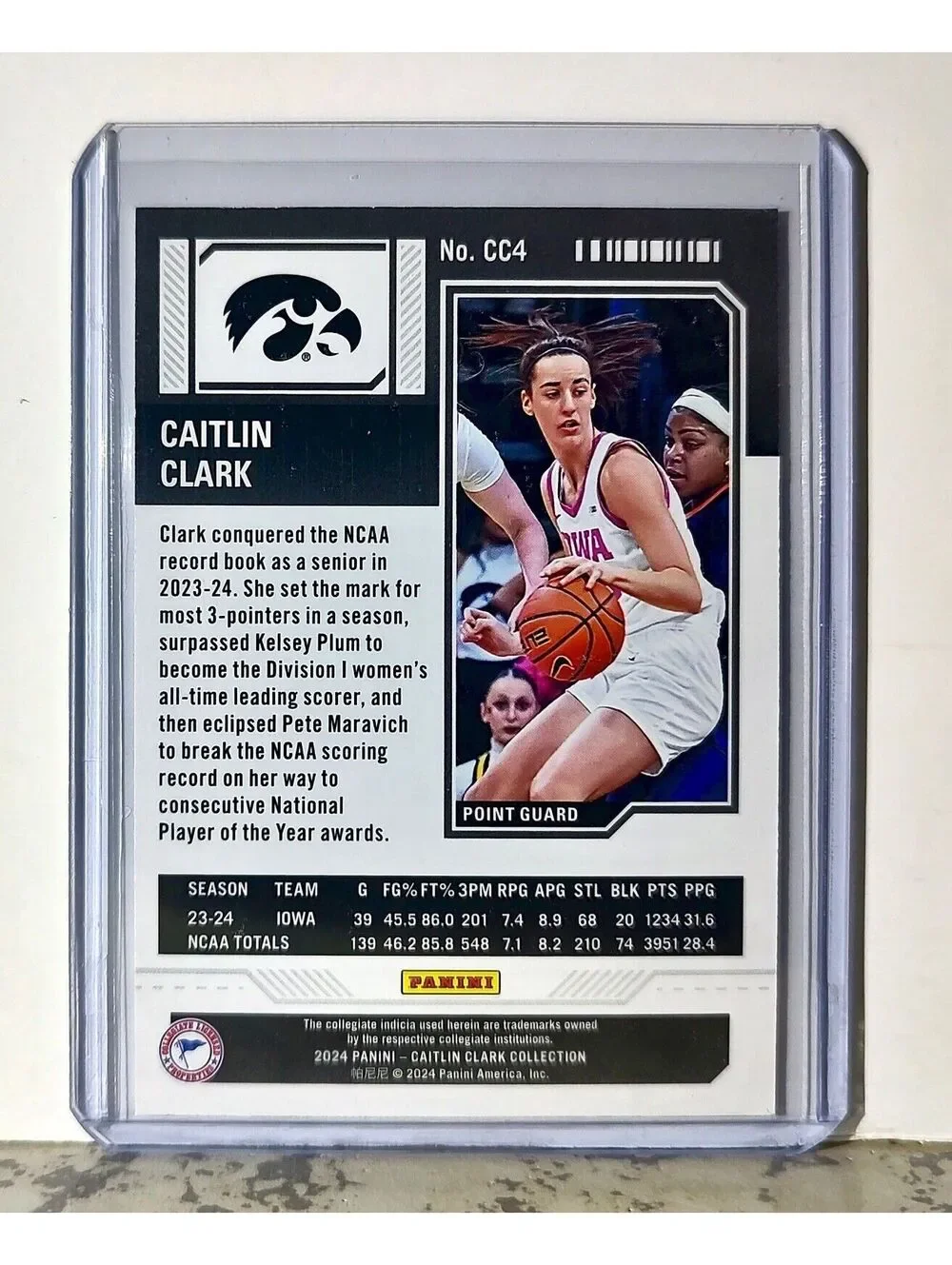 2023-24 Caitlin Clark Panini Contenders #CC4 Season Ticket Card Iowa Hawkeyes